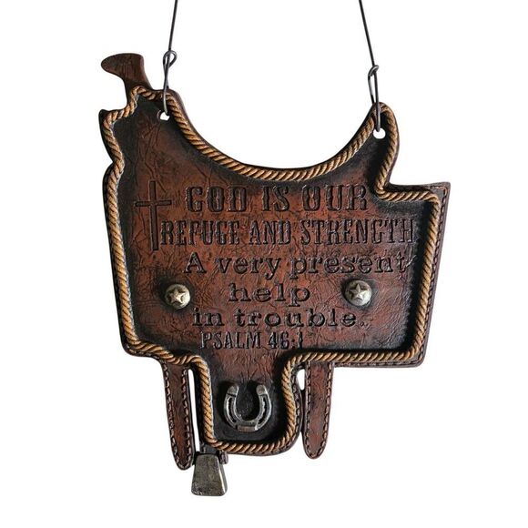 NWOT Montana West Rustic Western Bible Verse Saddle Plaque - Picture 1 of 10